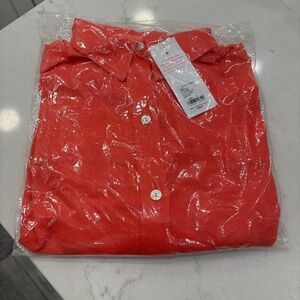 NWT Lilly Pulitzer STEVEY RELAXED BUTTON DOWN LINEN SHIRT - MIZNER RED Size Smal